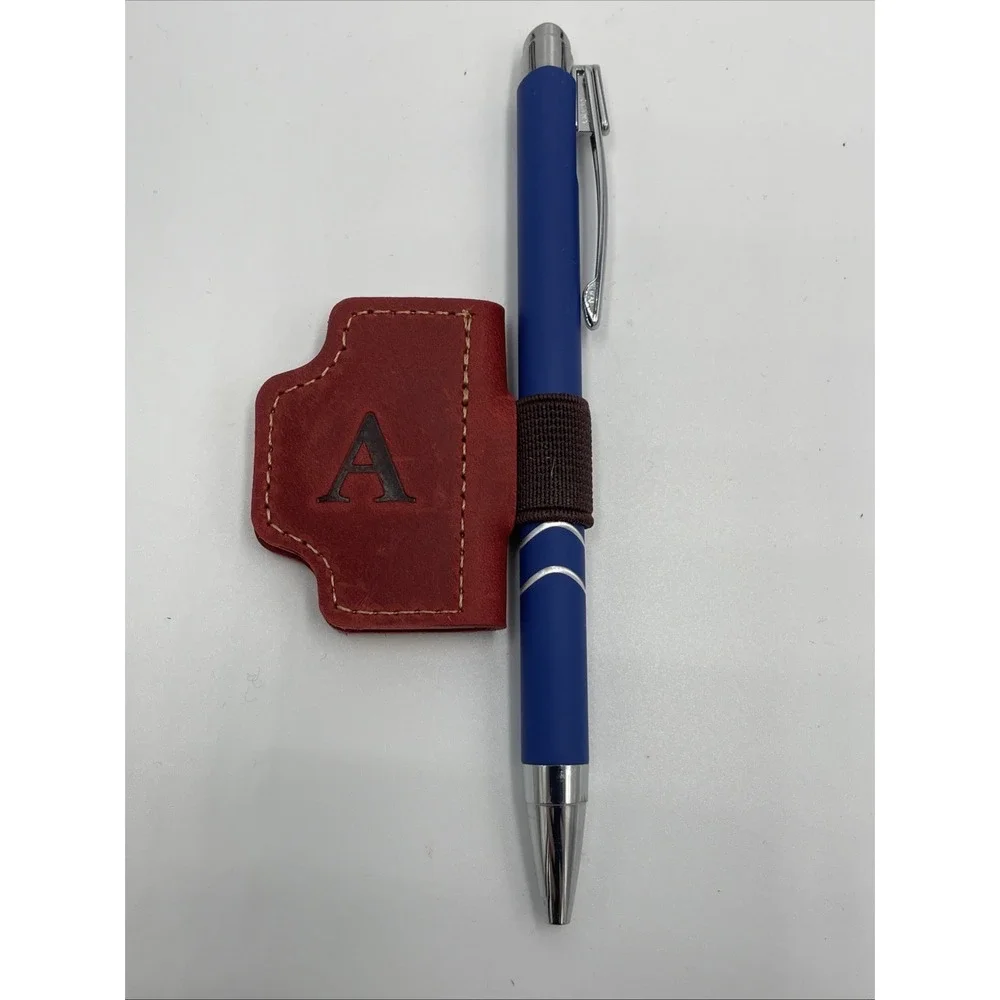 Magnetic Leather Book Marker & Pen Holder Personalized Letter Initial A Monogram